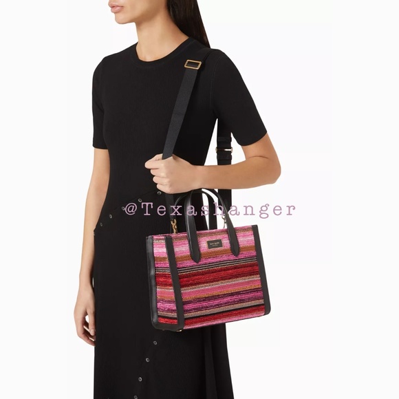 NWT Kate Spade Manhattan Striped Metallic Small Tote - Picture 8 of 16